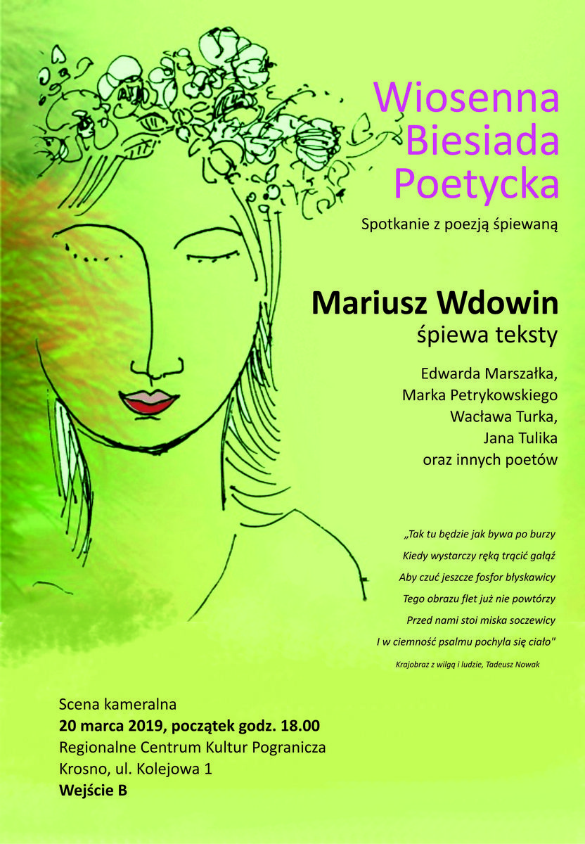 Plakat zapraszający na Wiosenną Biesiadę Poetycką w RCKP