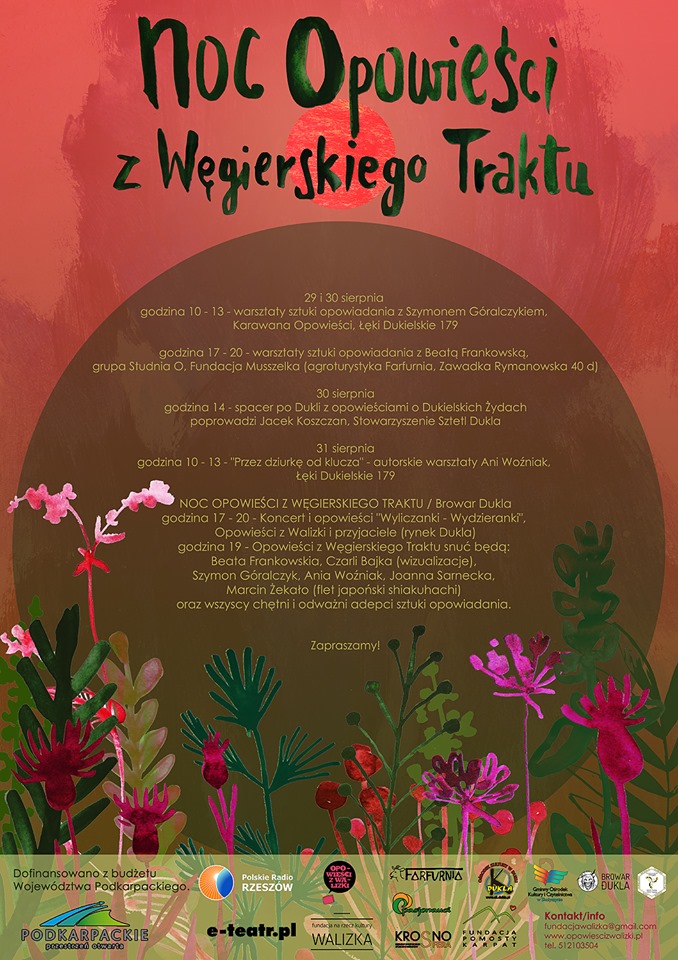 Plakat 10-tych urodzin Opowieści z Walizki, w programie warsztaty z opowieści, opowieści, spacer