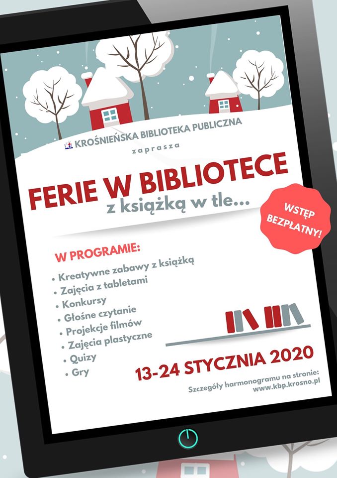 Zajęcia dla dzieci w okresie ferii 2020 w Krośnieńskiej Bibliotece Publicznej