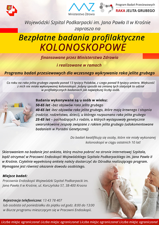 Szpital w Krośnie zaprasza na profilaktyczne badania kolonoskopowe