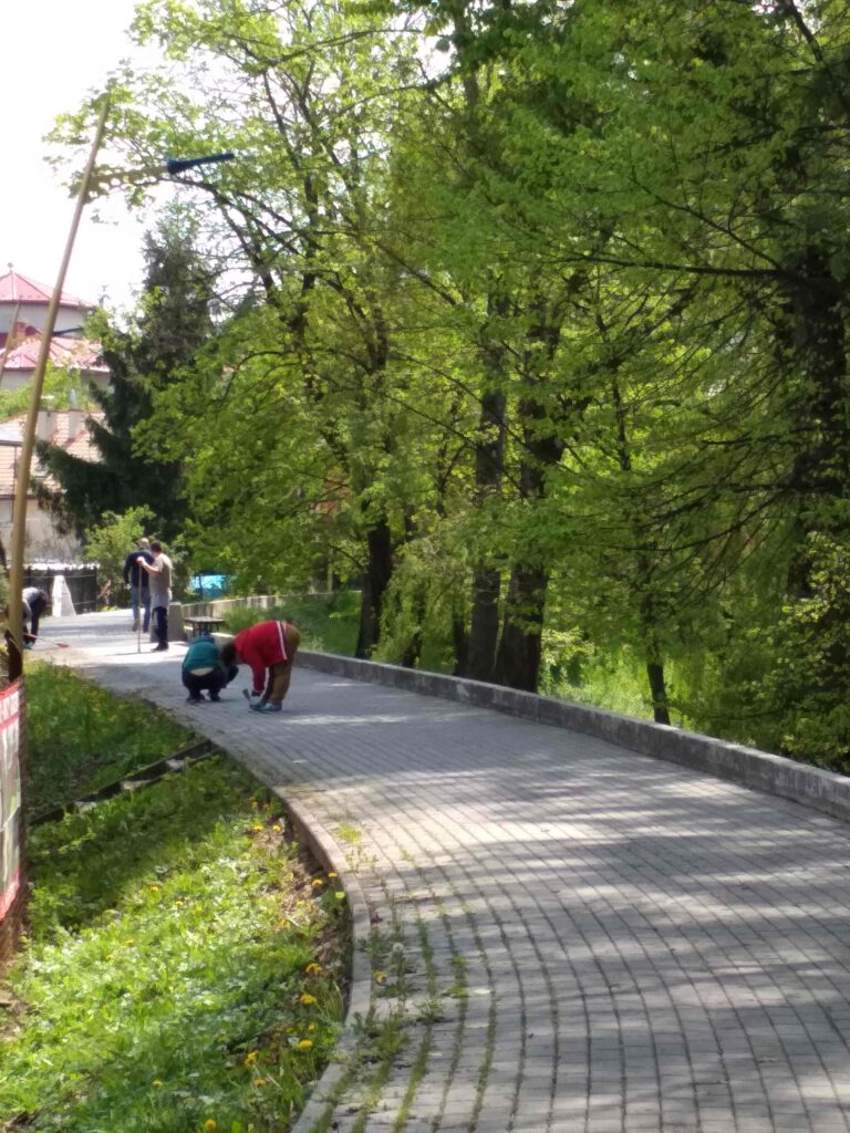 Odchwaszczanie ciągów pieszych usytuowanych na terenie całego miasta będzie prowadzone ręcznie, na części terenów odchwaszczanie prowadzone będzie z zastosowaniem preparatu pochodzenia naturalnego - nie zawierającego glifosatu
