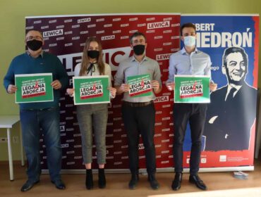 Konferencja prasowa w biurze Lewicy Grzegorz Żółkoś, Julita Świątek, Łukasz Rydzik, Kaj Kozaronek