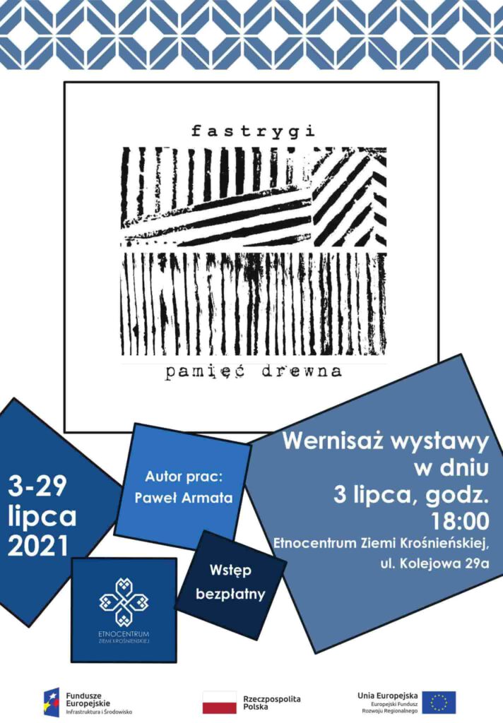 Plakat wystawy „Fastrygi. Pamięć drewna”