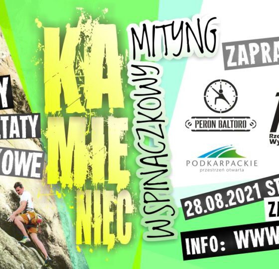 Plakat promujący Mityng Wspinaczkowy – Kamieniec 2021.08.28