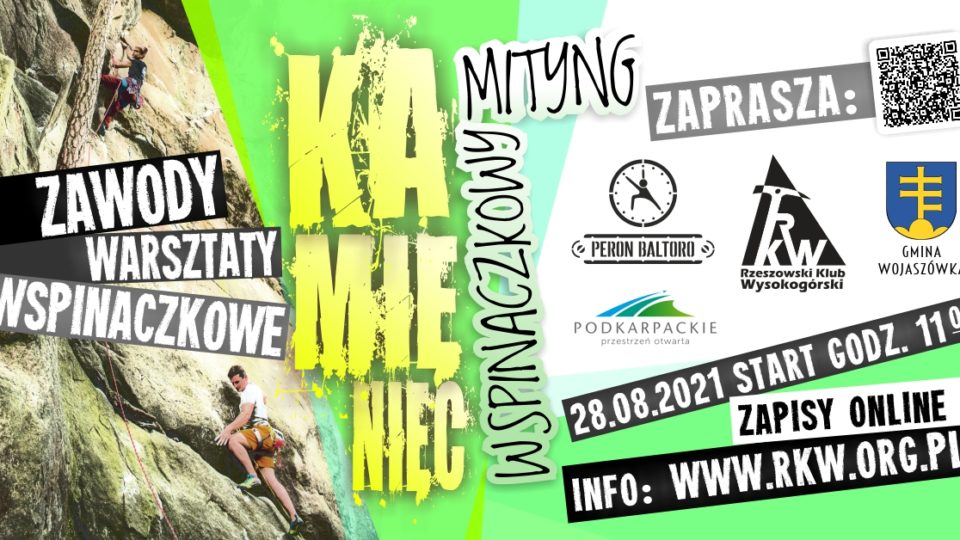 Plakat promujący Mityng Wspinaczkowy – Kamieniec 2021.08.28