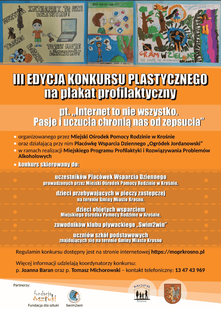 Plakat konkursu plastycznego dla dzieci organizowanego przez MOPR Krosno