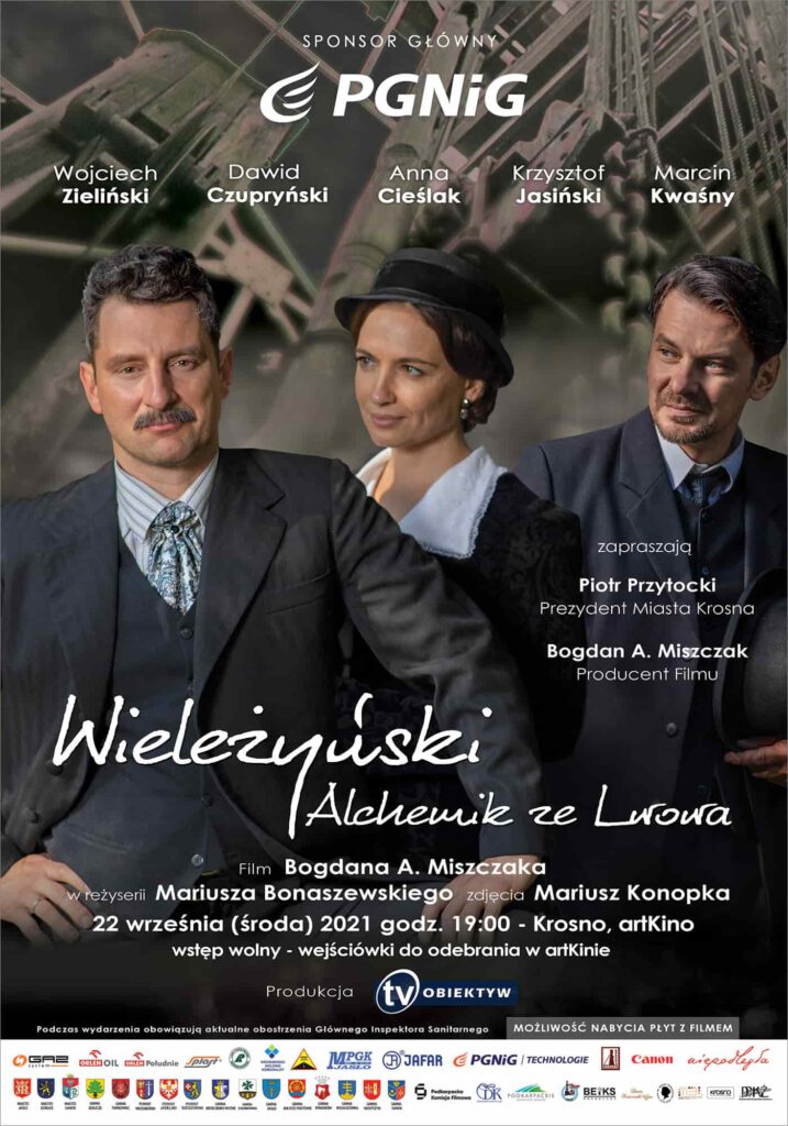 Plakat z filmu „Wieleżyński – alchemik ze Lwowa”, najnowszej produkcji Telewizji Obiektyw