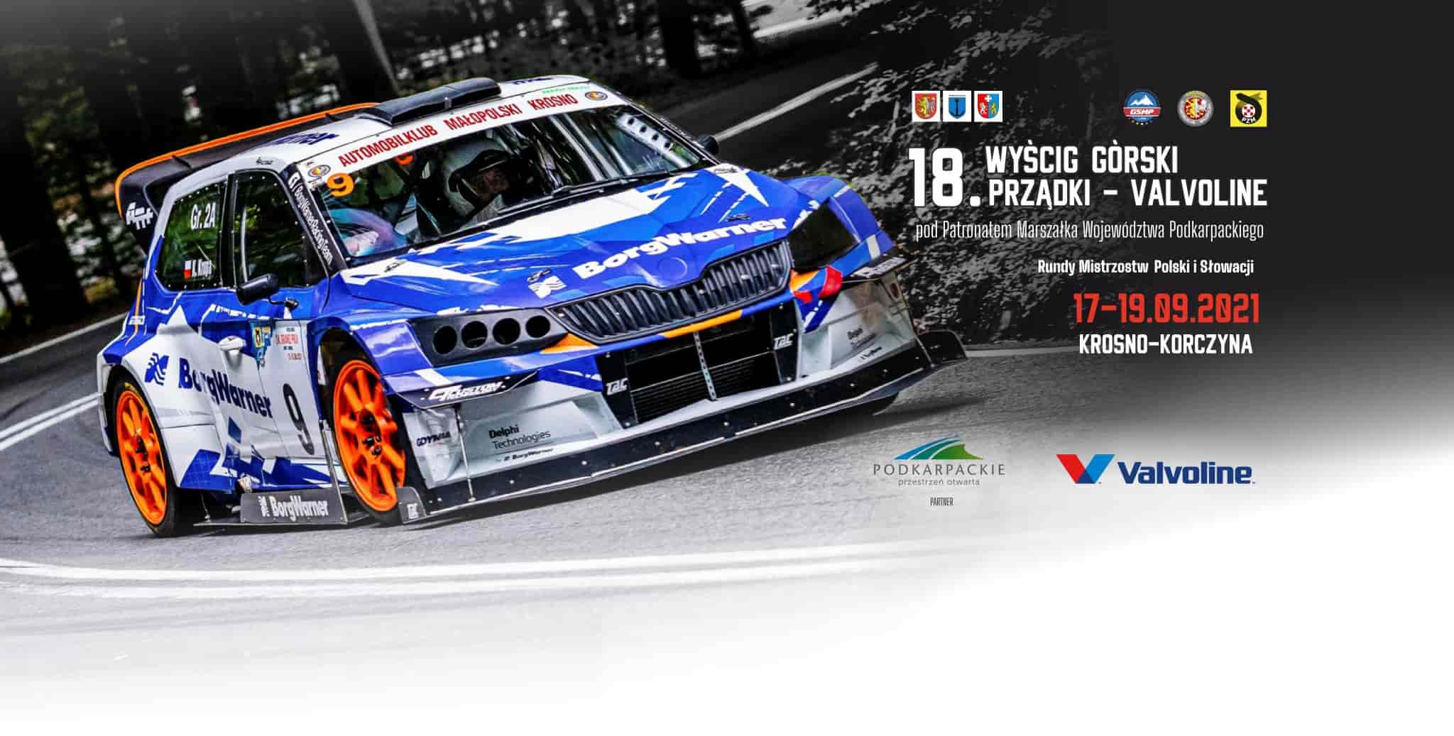 Baner reklamujący Wyścig Górski PRZĄDKI – VALVOLINE