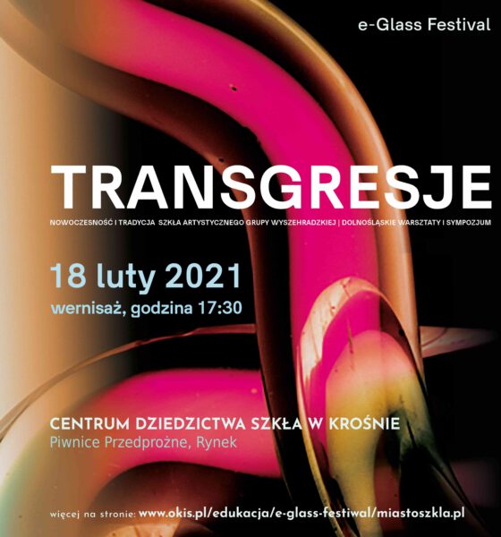 plakat wystawy Transgresje. Nowoczesność i Tradycja Szkła Artystycznego Grupy Wyszehradzkiej
