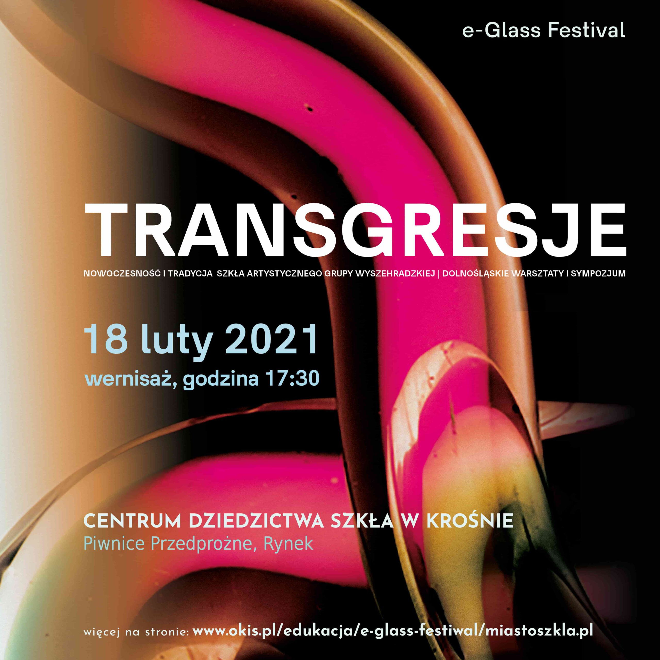 plakat wystawy Transgresje. Nowoczesność i Tradycja Szkła Artystycznego Grupy Wyszehradzkiej