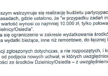 Prezydent wstrzymał budżet partycpacyjny